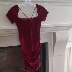 Lucy in the Sky Red Velvet Strappy Dress